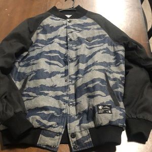 Dark blue camo button up jacket/coat